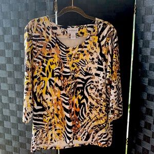 Peck & Peck 3/4 sleeve shirt. It has zebra print